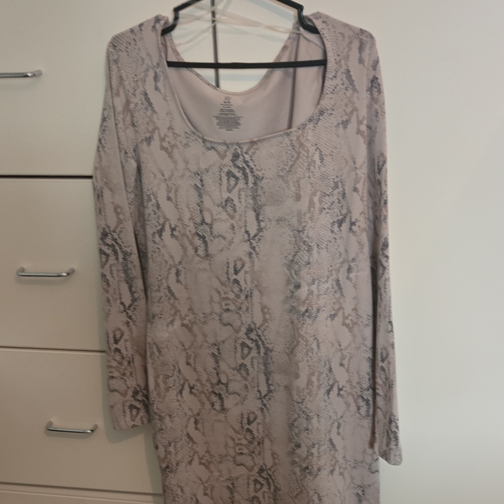 NOBO Snake Print Long Sleeve Dress - Gray